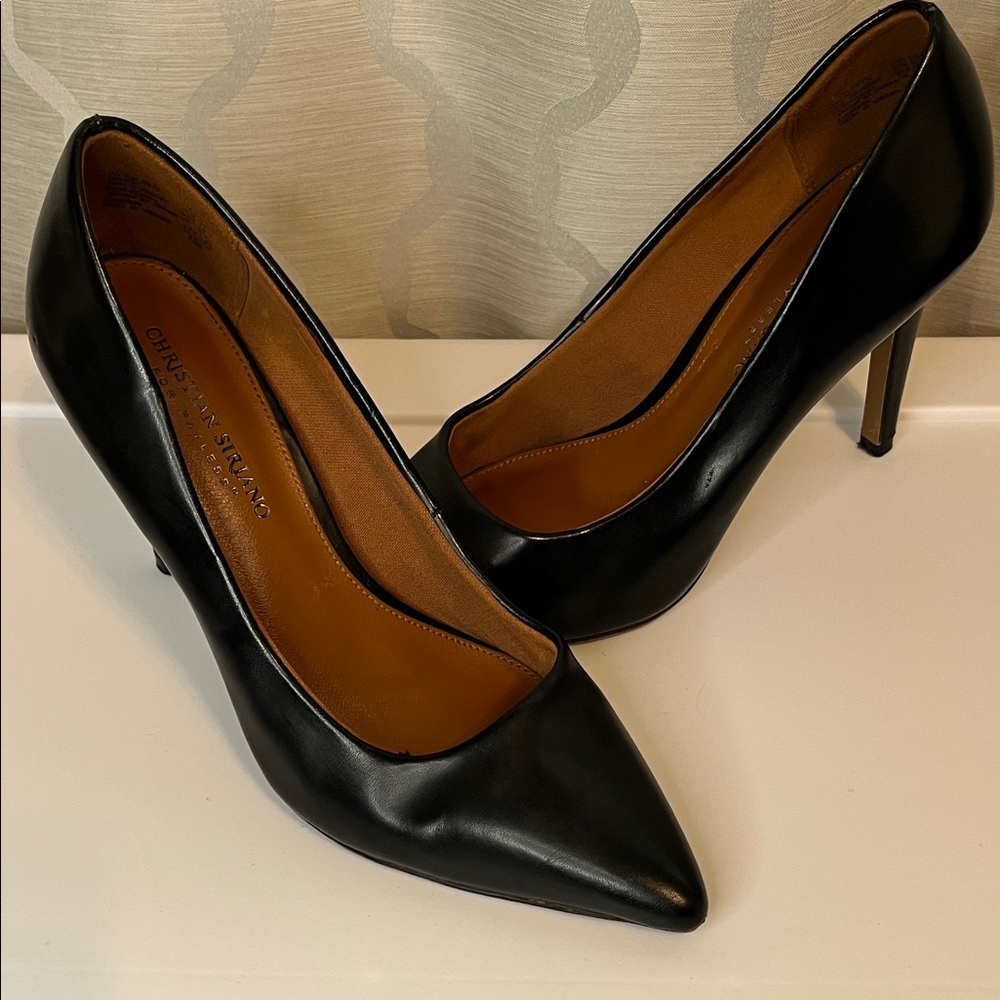 Christian Siriano by Payless Black Faux Leather Pumps Heels Size 8.5W